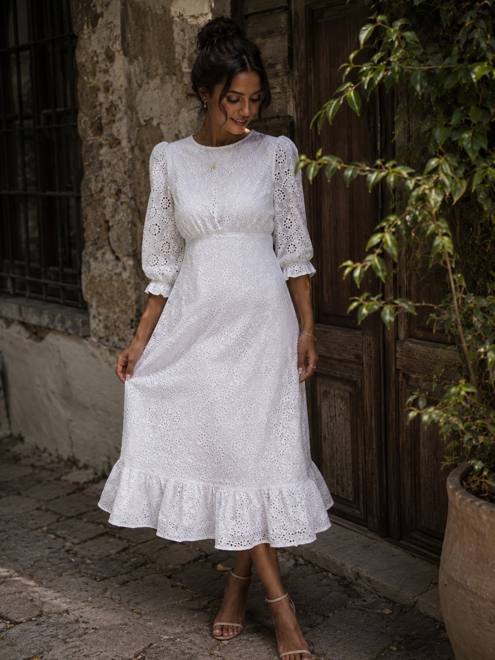 Nobody’s Child Selena Eyelet Midi Dress NWT 🤍 Size US 6 / UK 10